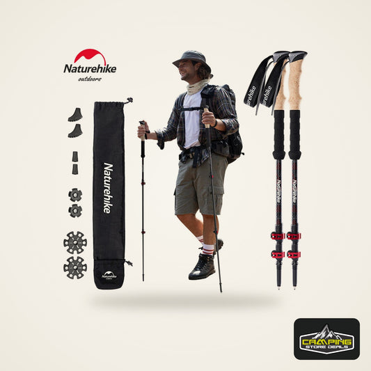 Naturehike Trekking Poles 2pcs Carbon Fiber Collapsible Telescopic Sticks Lightweight Walking Hiking Stick Climbing Stick