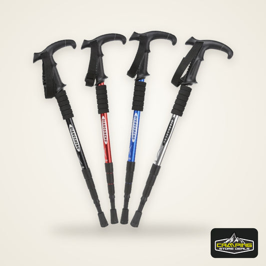 Outdoor Folding Trekkings Pole 4-Section Portable Walking Hiking Telescopic Stick Lightweight Camping Climbing Trekking Stick