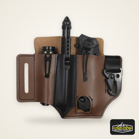 Outdoor Hunting Multi Tool Leather Bag, Portable Tool Storage Bag Leather Cover, Outdoor Camping Waist Leather Bag
