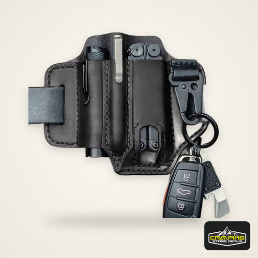 Outdoor Hunting Multi Tool Leather Bag, Portable Tool Storage Bag Leather Cover, Outdoor Camping Waist Leather Bag