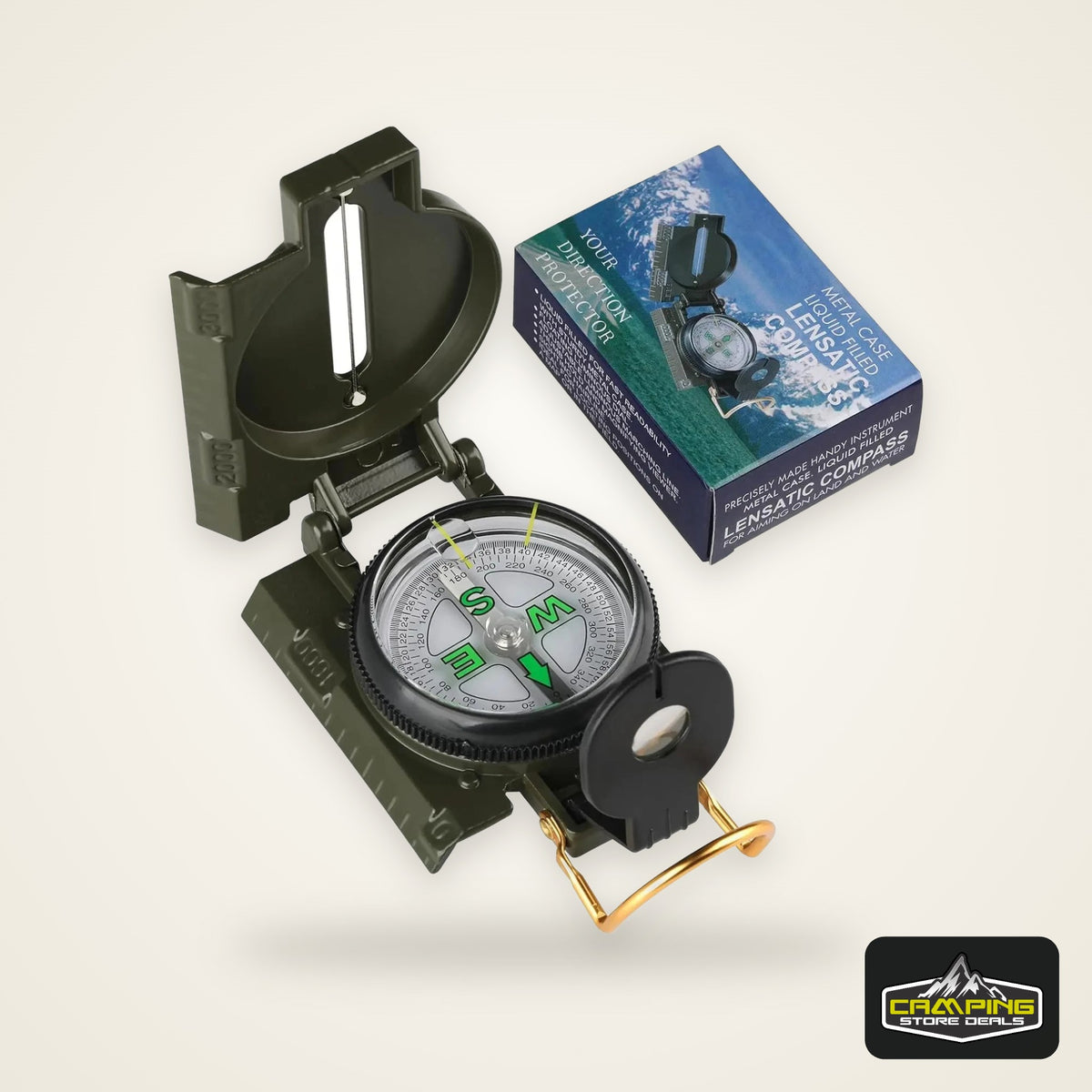 Outdoor Survival Compass Mountaineering Camping Plastic Military Green Flip-top Compass Guidebook Portable