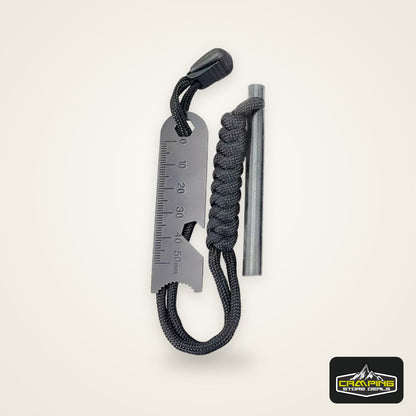 Outdoor Survival Fire Starter Multifunctional Ferrocerium Rod with Paracord & Scraper, Camping Emergency Flint Fire Steel