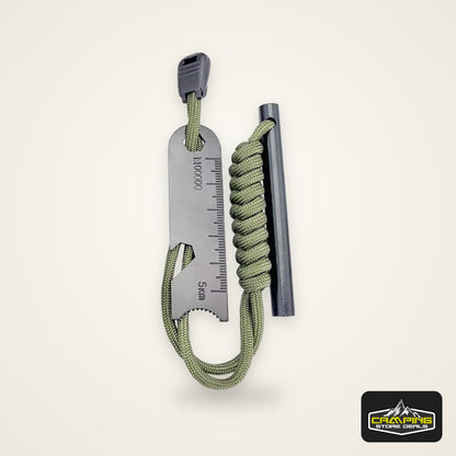 Outdoor Survival Fire Starter Multifunctional Ferrocerium Rod with Paracord & Scraper, Camping Emergency Flint Fire Steel