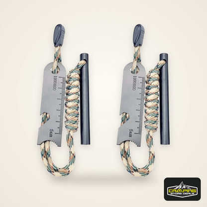 Outdoor Survival Fire Starter Multifunctional Ferrocerium Rod with Paracord & Scraper, Camping Emergency Flint Fire Steel