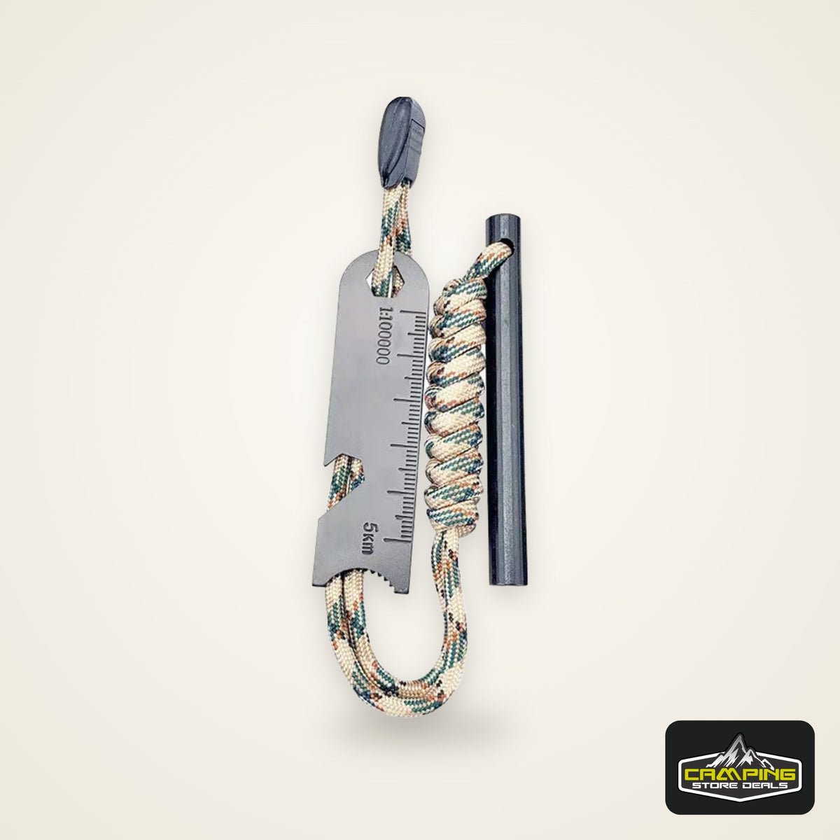 Outdoor Survival Fire Starter Multifunctional Ferrocerium Rod with Paracord & Scraper, Camping Emergency Flint Fire Steel