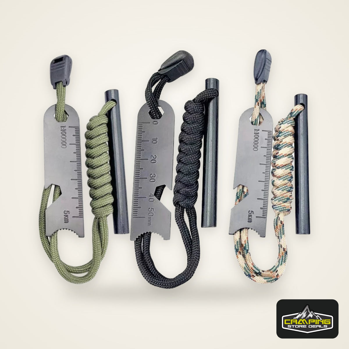 Outdoor Survival Fire Starter Multifunctional Ferrocerium Rod with Paracord & Scraper, Camping Emergency Flint Fire Steel