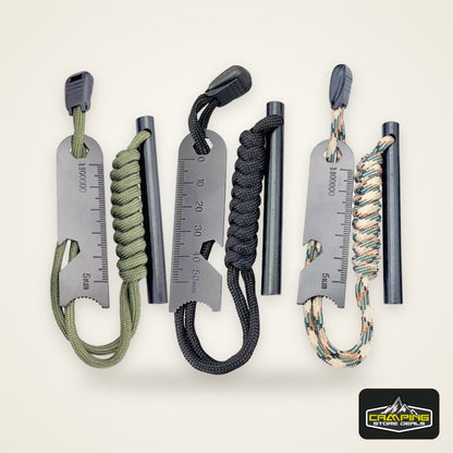 Outdoor Survival Fire Starter Multifunctional Ferrocerium Rod with Paracord & Scraper, Camping Emergency Flint Fire Steel