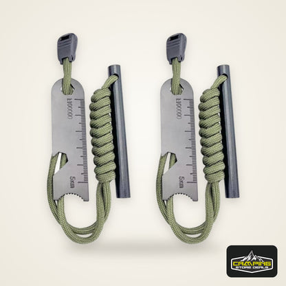 Outdoor Survival Fire Starter Multifunctional Ferrocerium Rod with Paracord & Scraper, Camping Emergency Flint Fire Steel