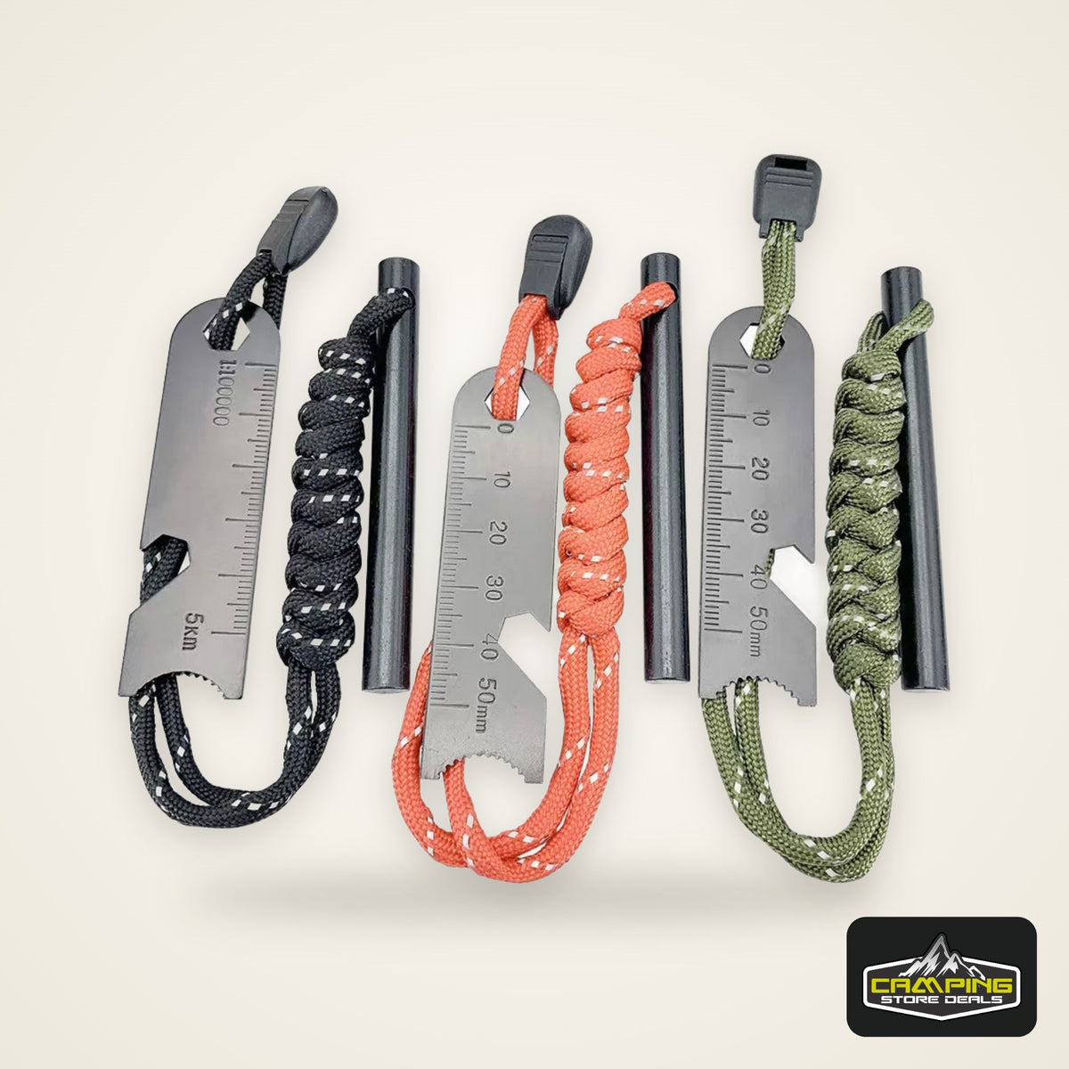Outdoor Survival Fire Starter Multifunctional Ferrocerium Rod with Paracord & Scraper, Camping Emergency Flint Fire Steel