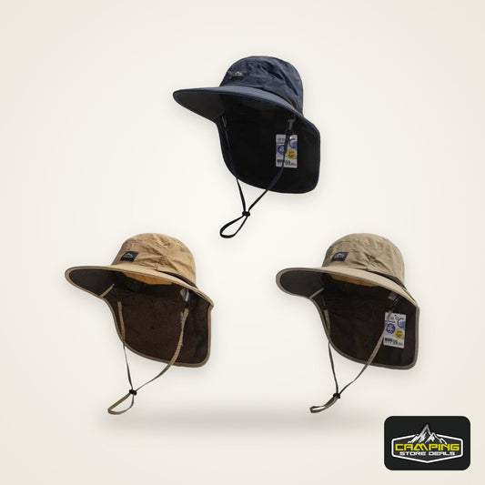 Outdoor Unisex Wide Brim Bucket Hat with Neck Flap Adjustable for Hiking Camping Fishing Wear