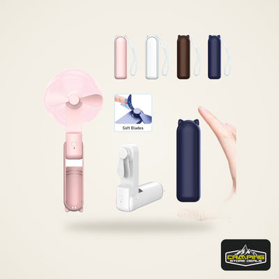 Portable Fan Super Mini Handheld Fan USB Rechargeable Fan Foldable Hand Held Small Pocket Fan with 2000mAh Power Bank 3 Gears