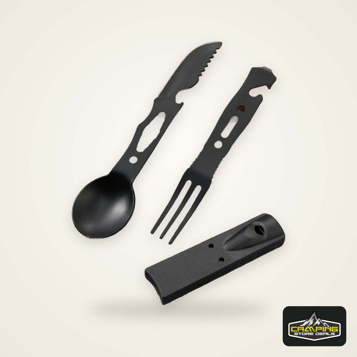 Portable Multifunctional Stainless Steel Camping Tool Set,Outdoor Tableware Kit With Spoon Fork AndWhistleForHiking PicnicTravel