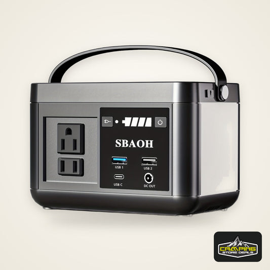 Portable Power Station 88.8WH, SBAOH Solar Power Station Lithium Battery Power Supply 110V AC USB-C Solar Power Station for Camping, Road Trip, Emergency Power Supply Black