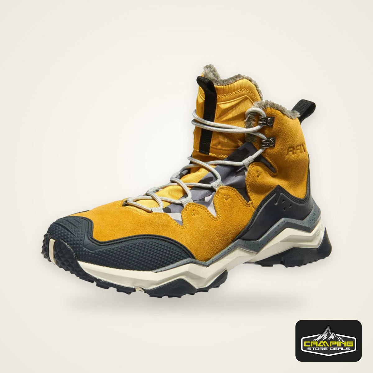 RAX Hiking Boots Men Waterproof Winter Snow Boots Fur lining Lightweight Trekking Shoes Warm Outdoor Sneakers Mountain Boots Men
