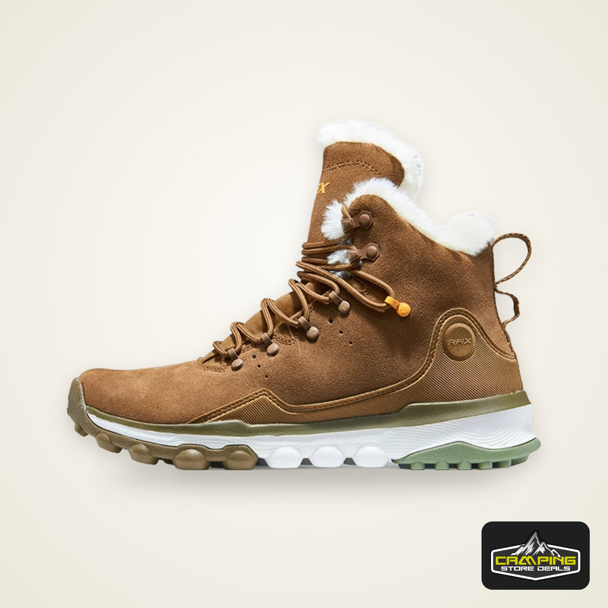 RAX Hiking Boots Men Waterproof Winter Snow Boots Fur lining Lightweight Trekking Shoes Warm Outdoor Sneakers Mountain Boots Men