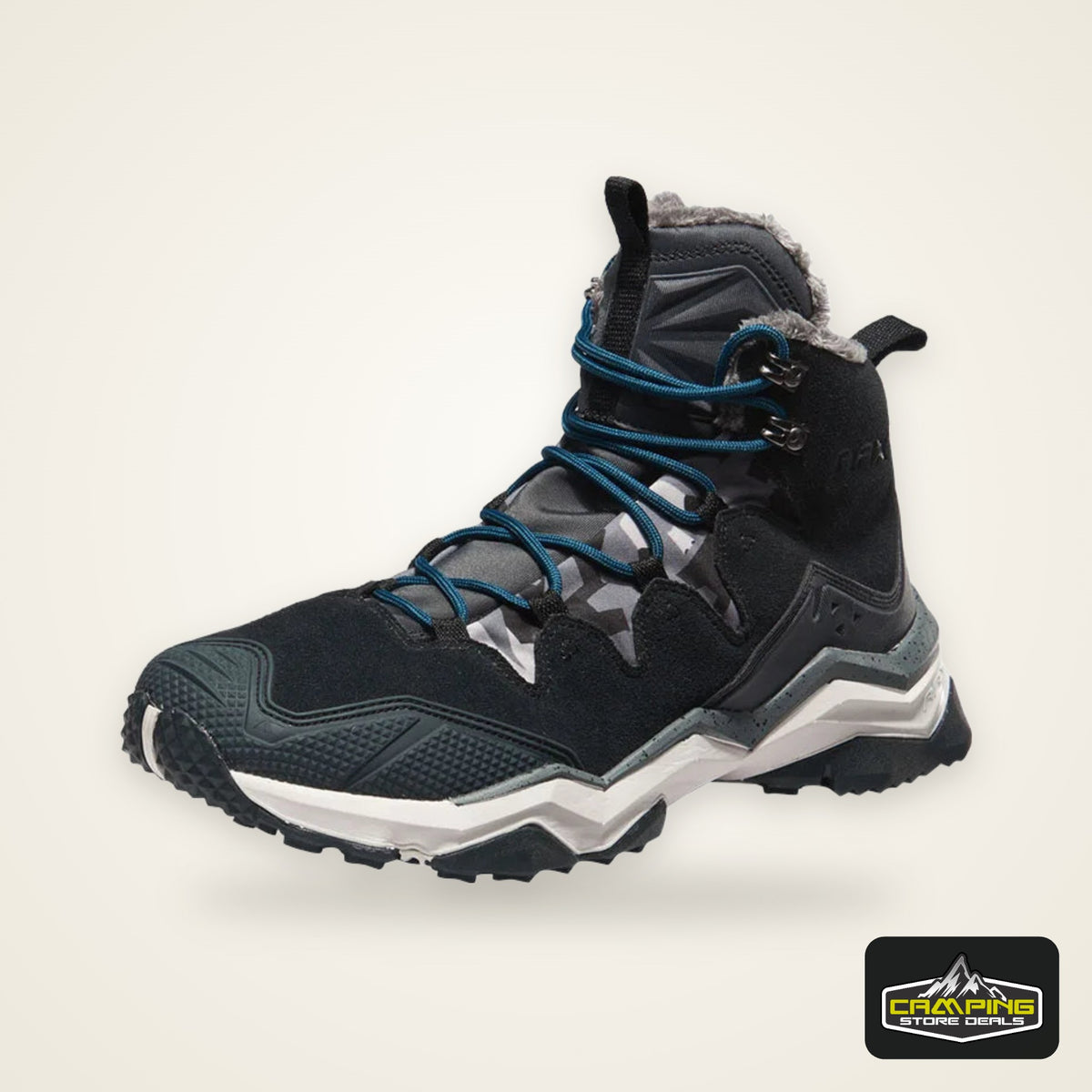 RAX Hiking Boots Men Waterproof Winter Snow Boots Fur lining Lightweight Trekking Shoes Warm Outdoor Sneakers Mountain Boots Men