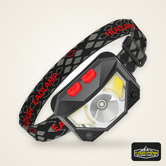 Rechargeable LED Headlamp Sensor Headlight With COB and LED Beads 8 Lighting Modes White and Red Light Fishing Light