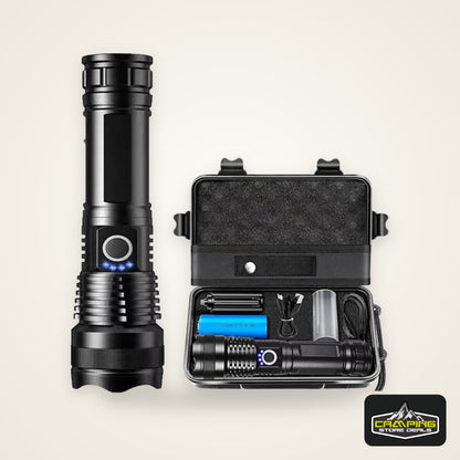 Rechargeable Led High Power Tactical Flashlight Aluminum Alloy Telescopic ZoomTorch Lamp for Outdoor Night Camping Fishing