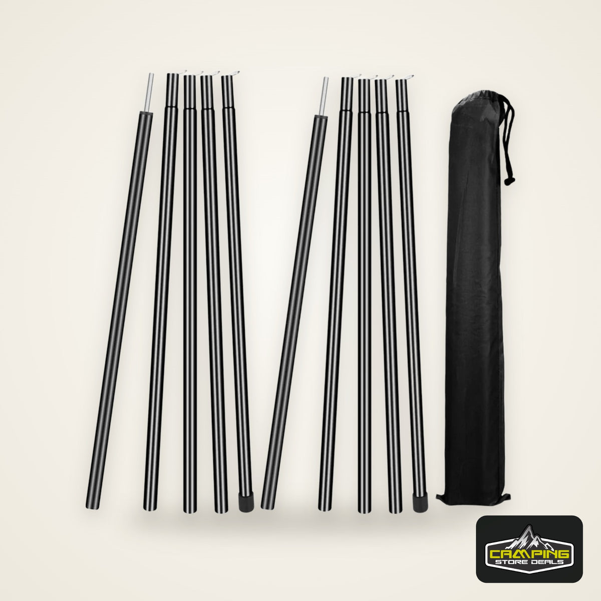 Set of 2 Telescopic Tent Poles Adjustable Aluminium Alloy Rods for Trailor Backpacking Hiking Camping Sail Awning Shelter Canopy