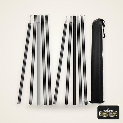 Set of 2 Telescopic Tent Poles Adjustable Aluminium Alloy Rods for Trailor Backpacking Hiking Camping Sail Awning Shelter Canopy