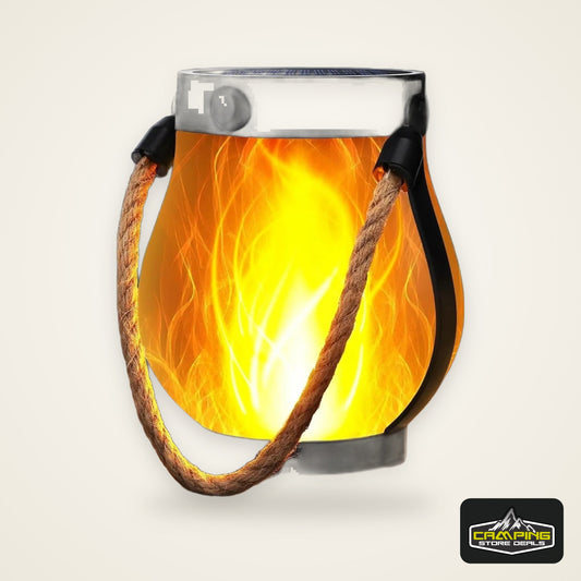 Solar Flame Rope Lantern Type-C Fast Charging Waterproof Hanging Lamp with Flickering 3D Flame for Garden Patio Camping Decor