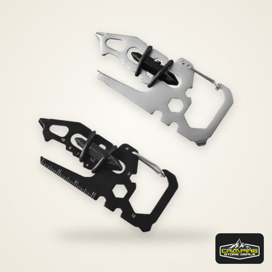 Stainless Steel Outdoor Tools CarabinerClip Bottle Opener Keychain RingMultifunction Card Tool campingClimbing Accessories