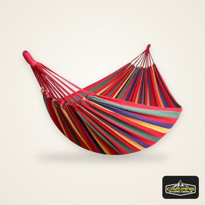 Sturdy Anti-Tip Canvas Hammock with Tree Straps - 660lbs Capacity, Colorful Portable Outdoor/Indoor Lounger for Patio, Garden, Beach, Camping - Includes Travel Bag, 102x31.5in, Hammocks for Outside
