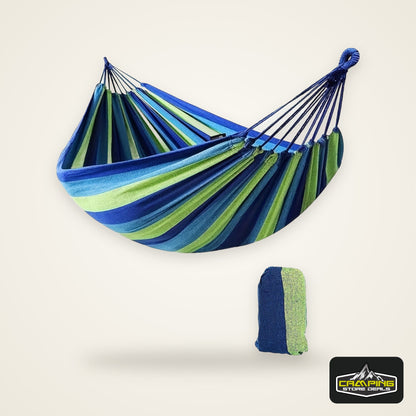 Sturdy Anti-Tip Canvas Hammock with Tree Straps - 660lbs Capacity, Colorful Portable Outdoor/Indoor Lounger for Patio, Garden, Beach, Camping - Includes Travel Bag, 102x31.5in, Hammocks for Outside