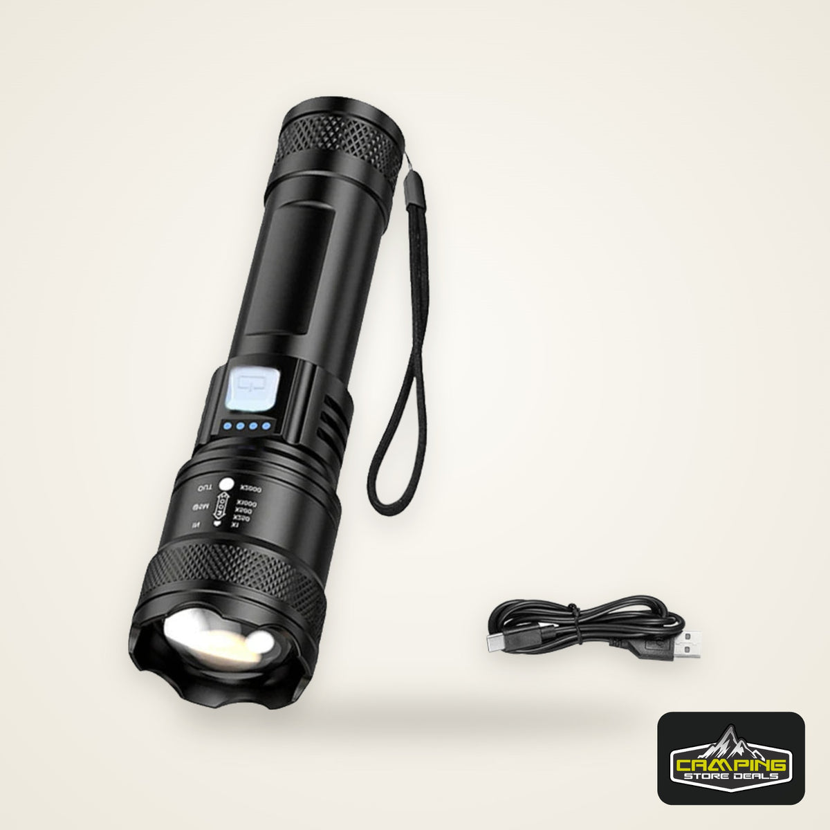Tactical LED Flashlight 2000LM USB Rechargeable Waterproof Grade Zoom Torch Bright Portable Emergency Light for Camping Outdoor