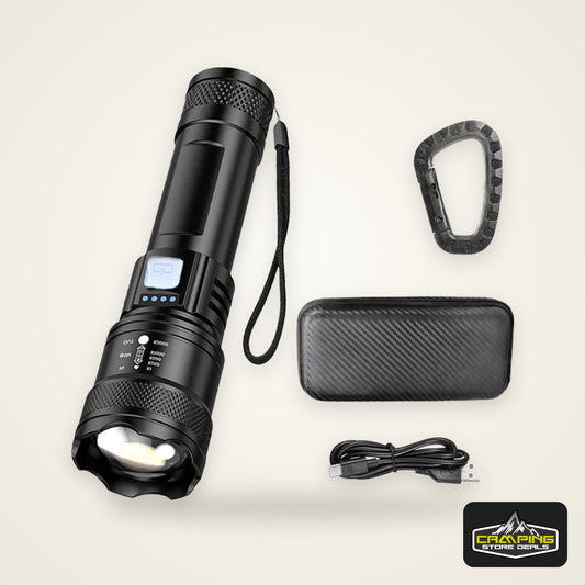 Tactical LED Flashlight 2000LM USB Rechargeable Waterproof Grade Zoom Torch Bright Portable Emergency Light for Camping Outdoor