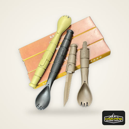 Tactical Mini Cutlery Set EDC Outdoor Multi-Function Tool Fork Spoon Knife Combo Camping Hiking Essential Gear