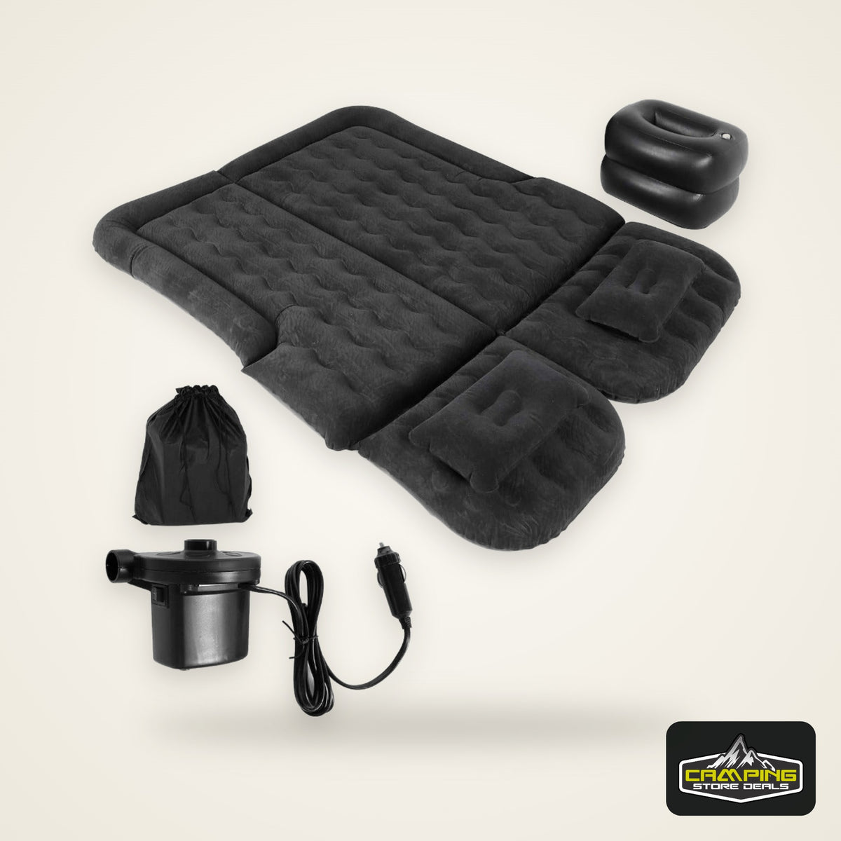 Thickened Car Air Mattress - Inflatable Vehicle Travel Bed for Camping, Road Trips, and Outdoor Adventures - Durable, Water-Resistant, and Portable Sleeping Pad with Easy Inflation and Deflation (Black)