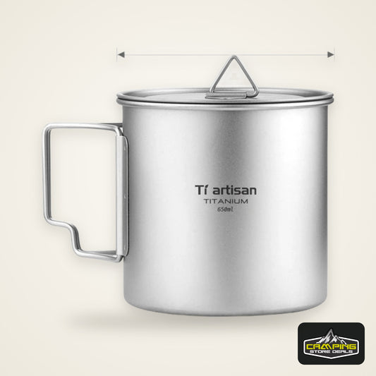 Tiartisan Outdoor Titanium Lightweight Portable Tea Coffee Cup Folding Handle Camping Water Mug for Hiking Travelling