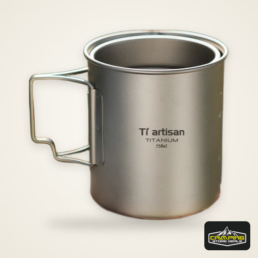 Tiartisan Titanium 750ml Foldable Coffee Mug Tea Cup With Lid Outdoor Camping Hiking Ultralight Portable Hanging Boiling Pot