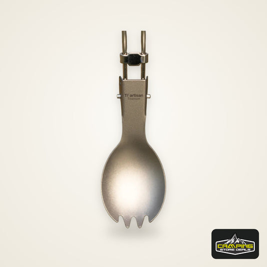 Tiartisan Titanium Folding Spork Outdoor Camping Ultralight Portable Tableware Backpacking Hiking Dinner Spork Utensil