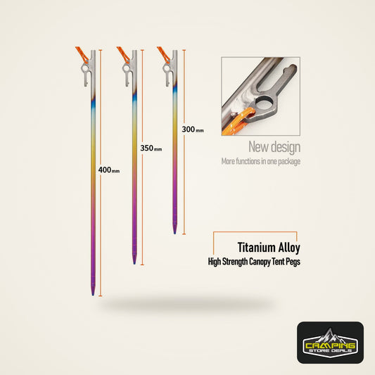 TiTo Camping Tent Accessories Supplies Colorful Titanium Tent Pegs Stakes Heavy Duty Ground Nails 30cm/35cm/40cm for Hard Soil