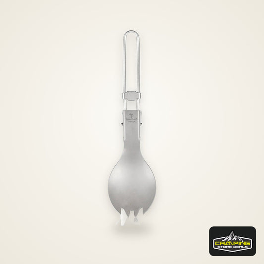 TOMSHOO Titanium Folding Spork Outdoor Camping Hiking Backpacking Dinner Spork Utensil Tableware
