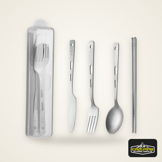 Travel Camping Utensils Set Lightweight Outdoor Survival Cutlery Spoon Knife Fork Chopsticks Durable Hiking Tableware