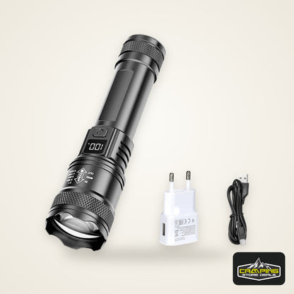 Ultra Bright LED Flashlight 2000LM Type-C Rechargeable Long Range Zoom Tactical Torch Outdoor Emergency Camping Fishing Lantern