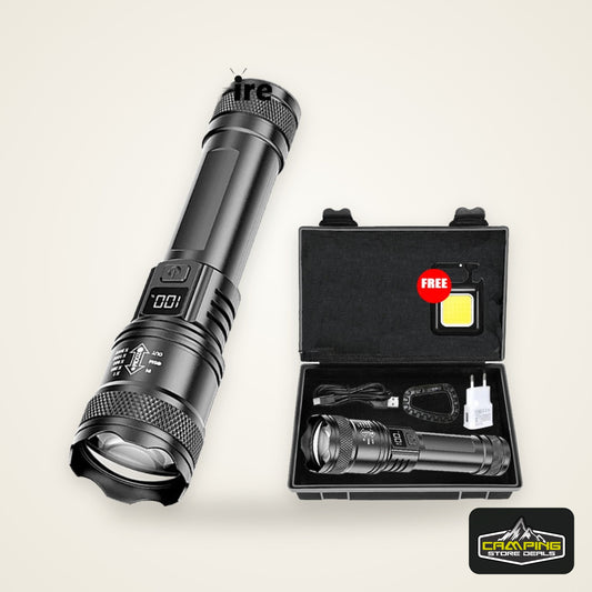 Ultra Bright LED Flashlight 2000LM Type-C Rechargeable Long Range Zoom Tactical Torch Outdoor Emergency Camping Fishing Lantern