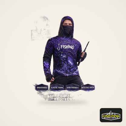 UPF 50+ Hooded Face Cover Fishing Shirt