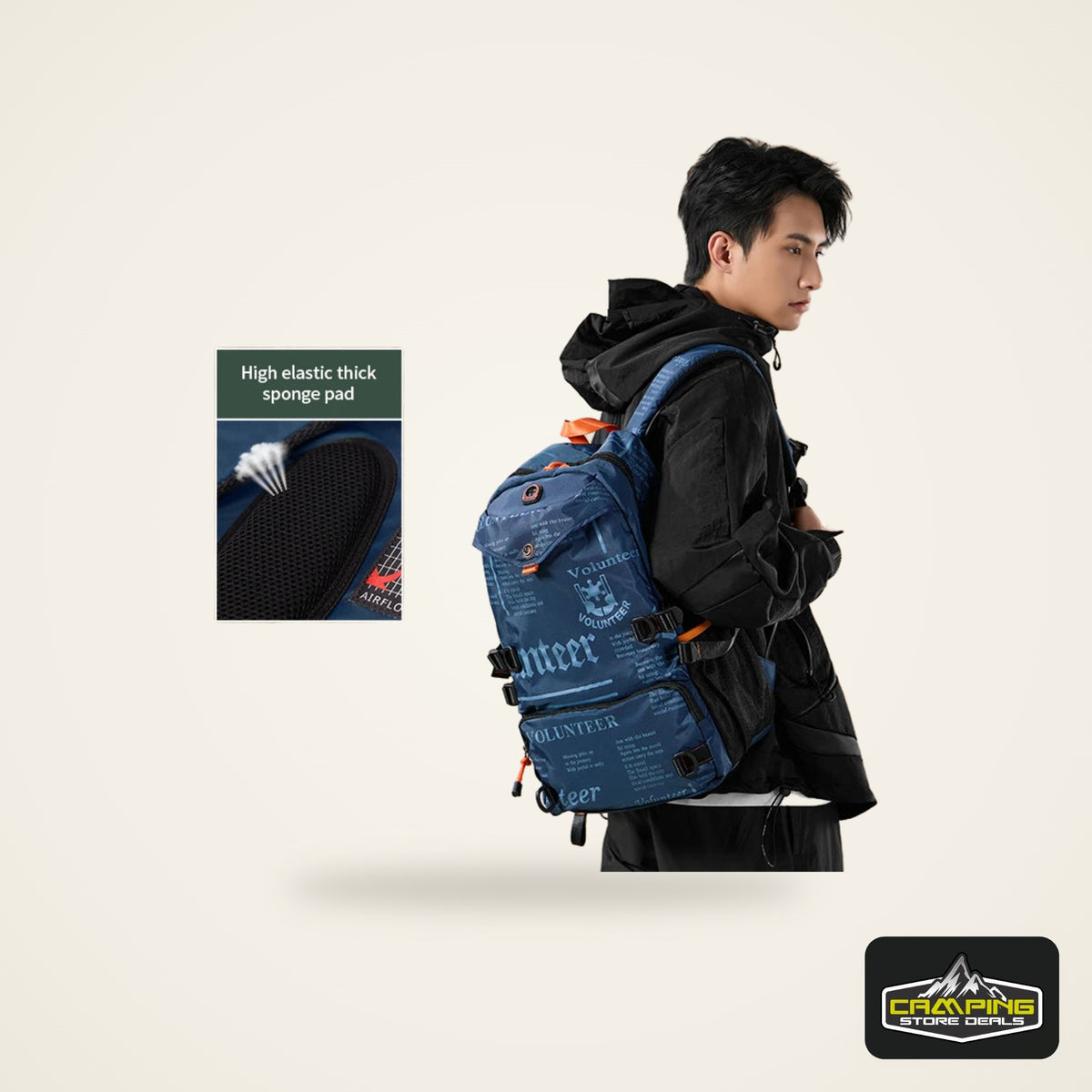 Volunteer Travel Backpacks Men Fashion Hiking Sports Waterproof College Backpack Man Commuter Light Weight Oxford Bag 1518-03A