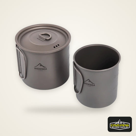 Widesea Camping Mug Titanium Cup Tourist Tableware Picnic Utensils Outdoor Kitchen Equipment Travel Cooking set Cookware Hiking