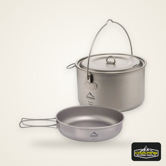 Widesea Camping Tableware Titanium Cookware Set Tourism Cauldron Outdoor Cooking Pot Frying Pan Picnic Kitchen Hiking Trekking
