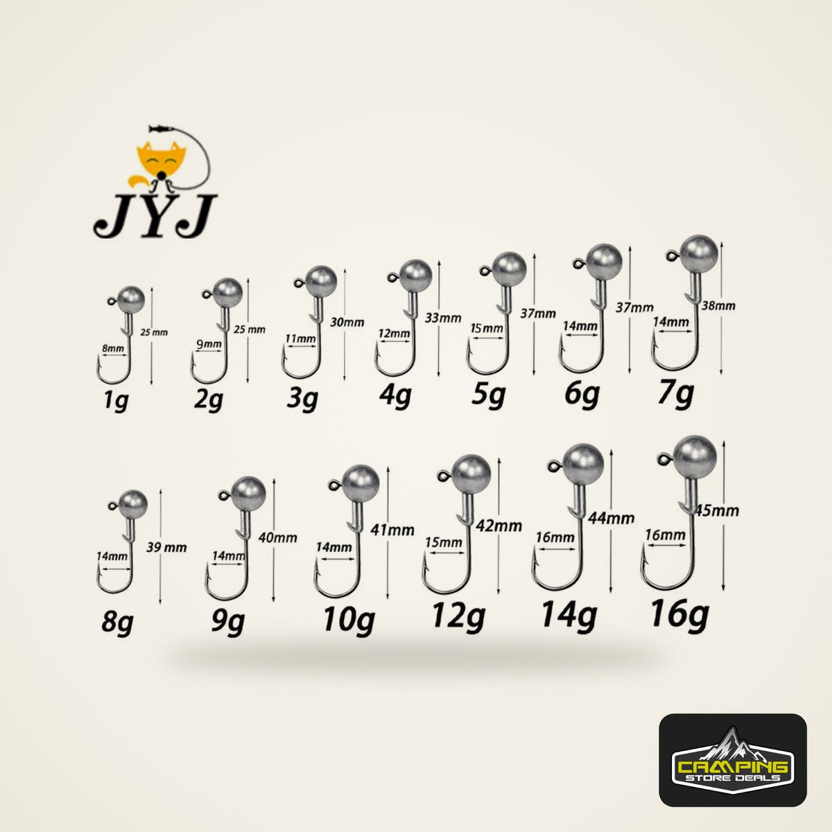 WODJYJ Jig Head Hooks (1g-28g)
