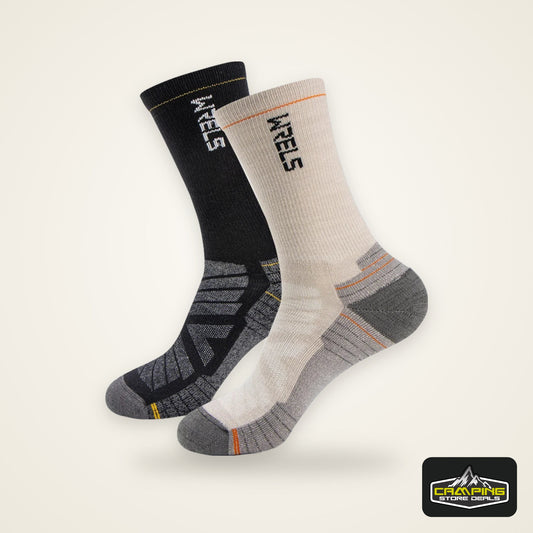 WRELS Merino Wool Socks Hiking Running Socks Soft Lightweight Shock Absorption Damping Mid-Calf Breathable Ankle Cycling Socks